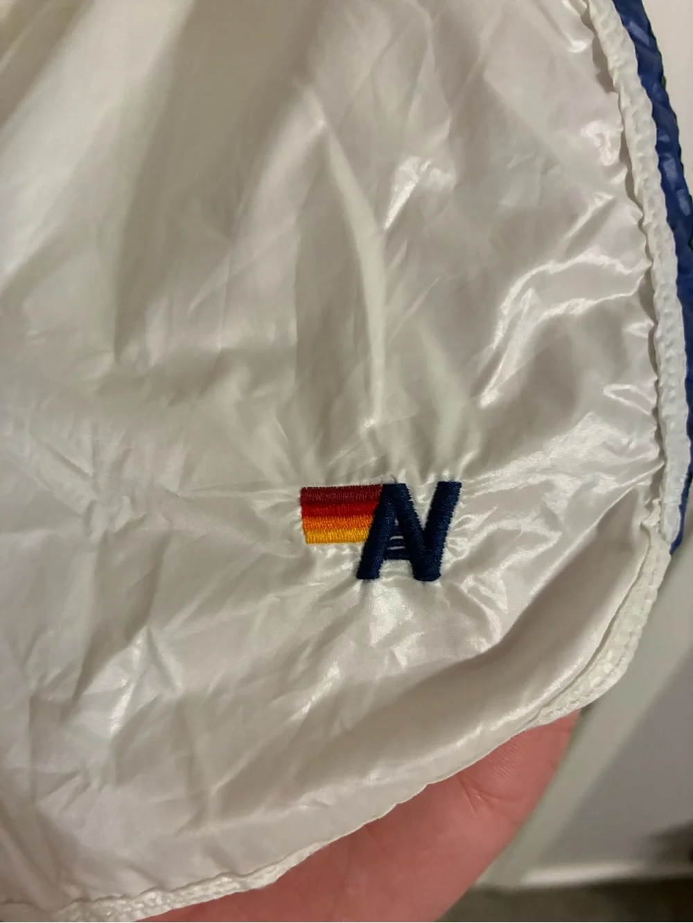 HIGH RISE 5 STRIPE NYLON JOGGER SHORT VINTAGE WHITE - Picture 3 of 6